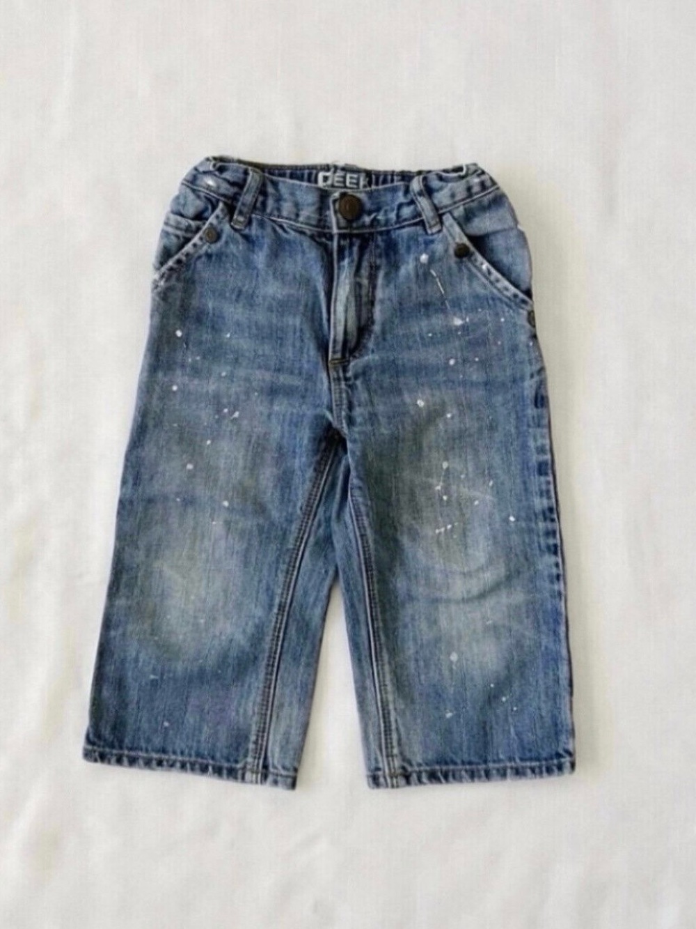 Peek Boys Blue Denim Jeans with White Paint-Dot Detail